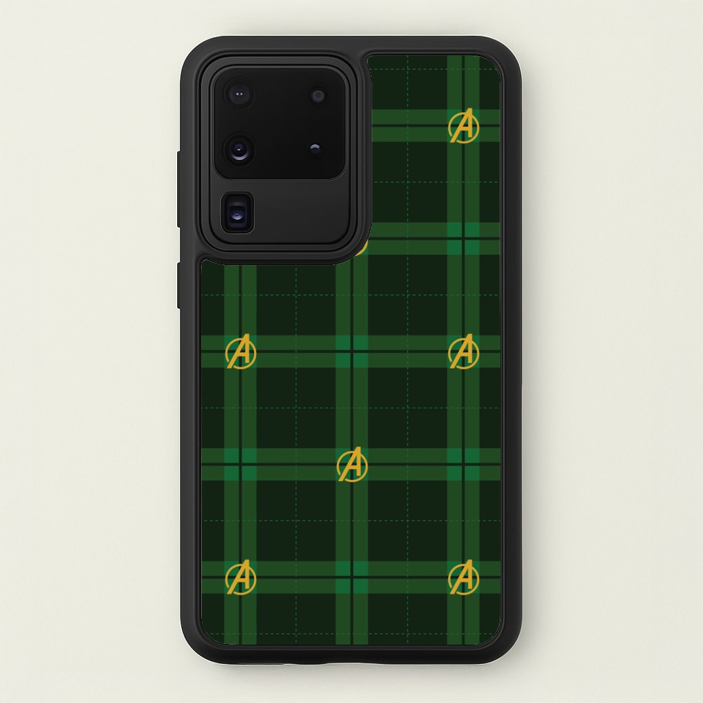 Superhero Team Green Tartan Pattern Galaxy S20 Ultra Case