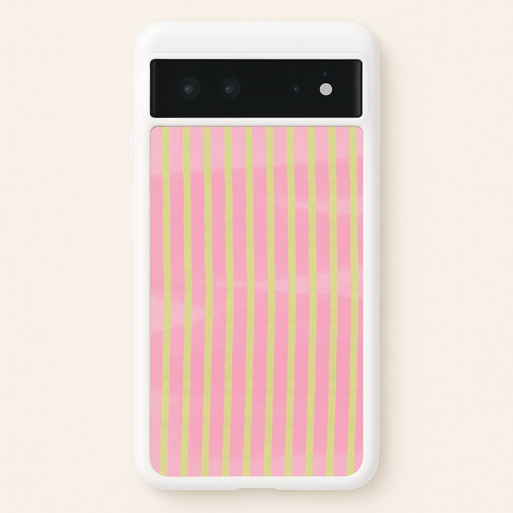 Pink Meadow Stripes Google Pixel 6 Case