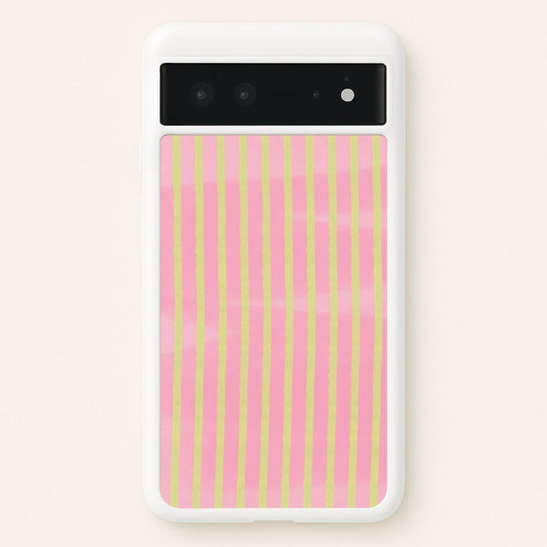 Pink Meadow Stripes Google Pixel 6 Case