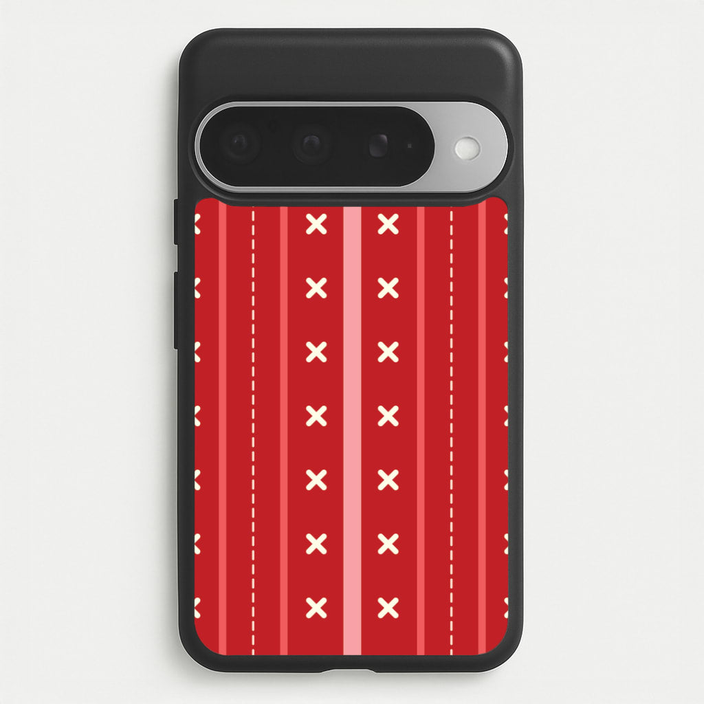Stripes And Stitches Red Christmas Pattern Google Pixel 10 Pro XL Case