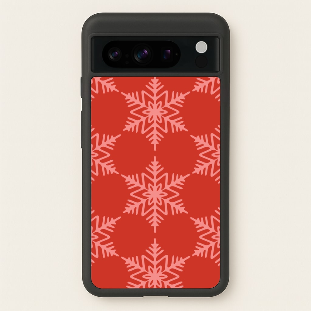 Red Giant Snowflakes Christmas Pattern Google Pixel 8 Pro Case