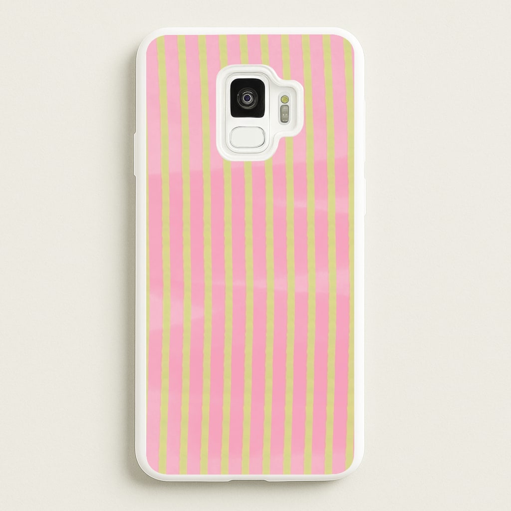 Pink Meadow Stripes Galaxy S9 Case