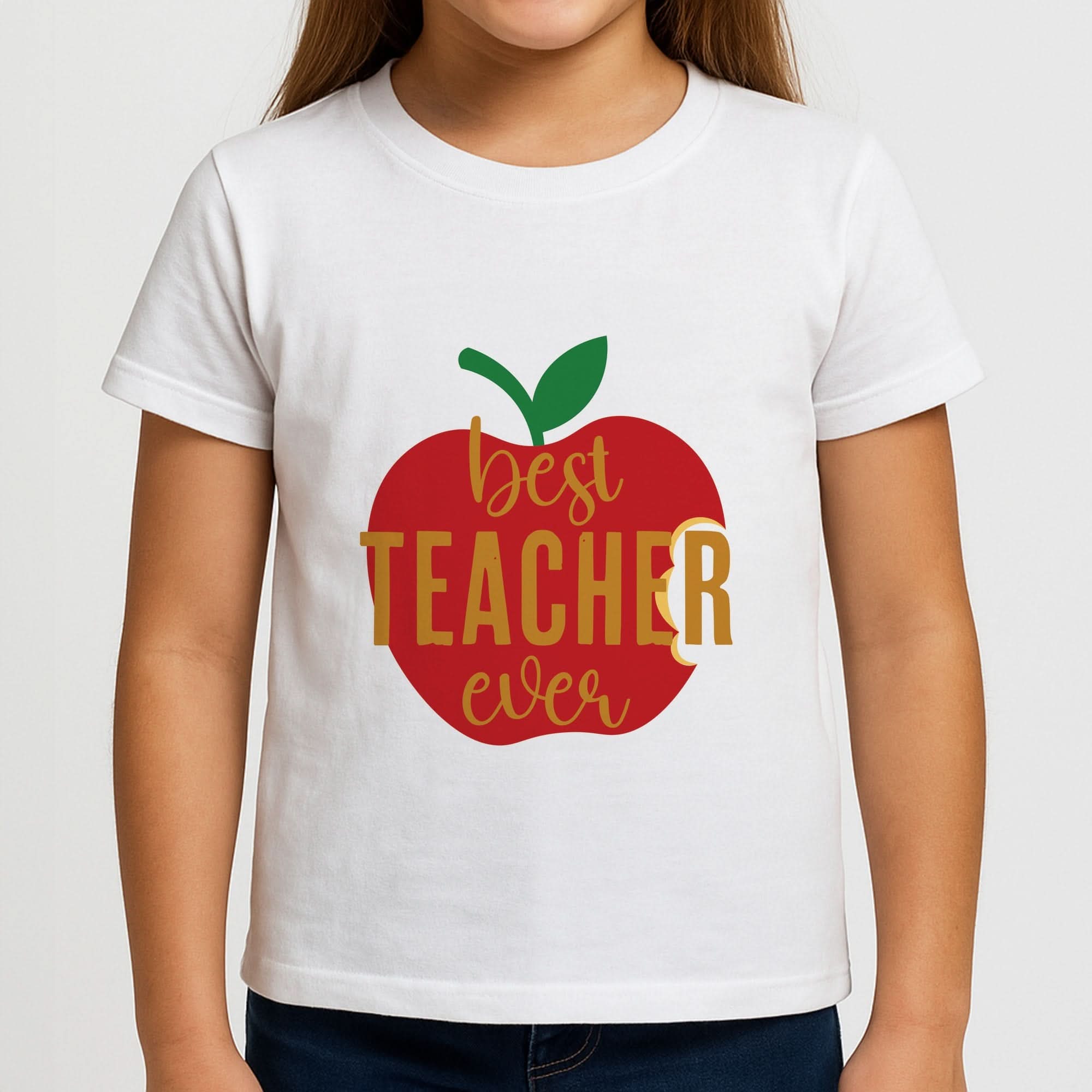 Apple Best Teacher Ever Girls T-Shirt