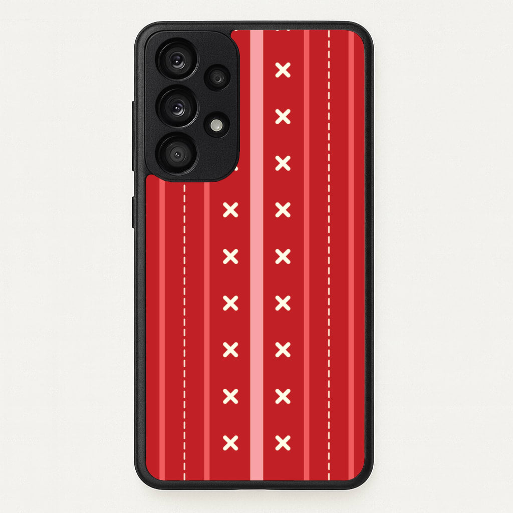 Stripes And Stitches Red Christmas Pattern Galaxy A53 Case