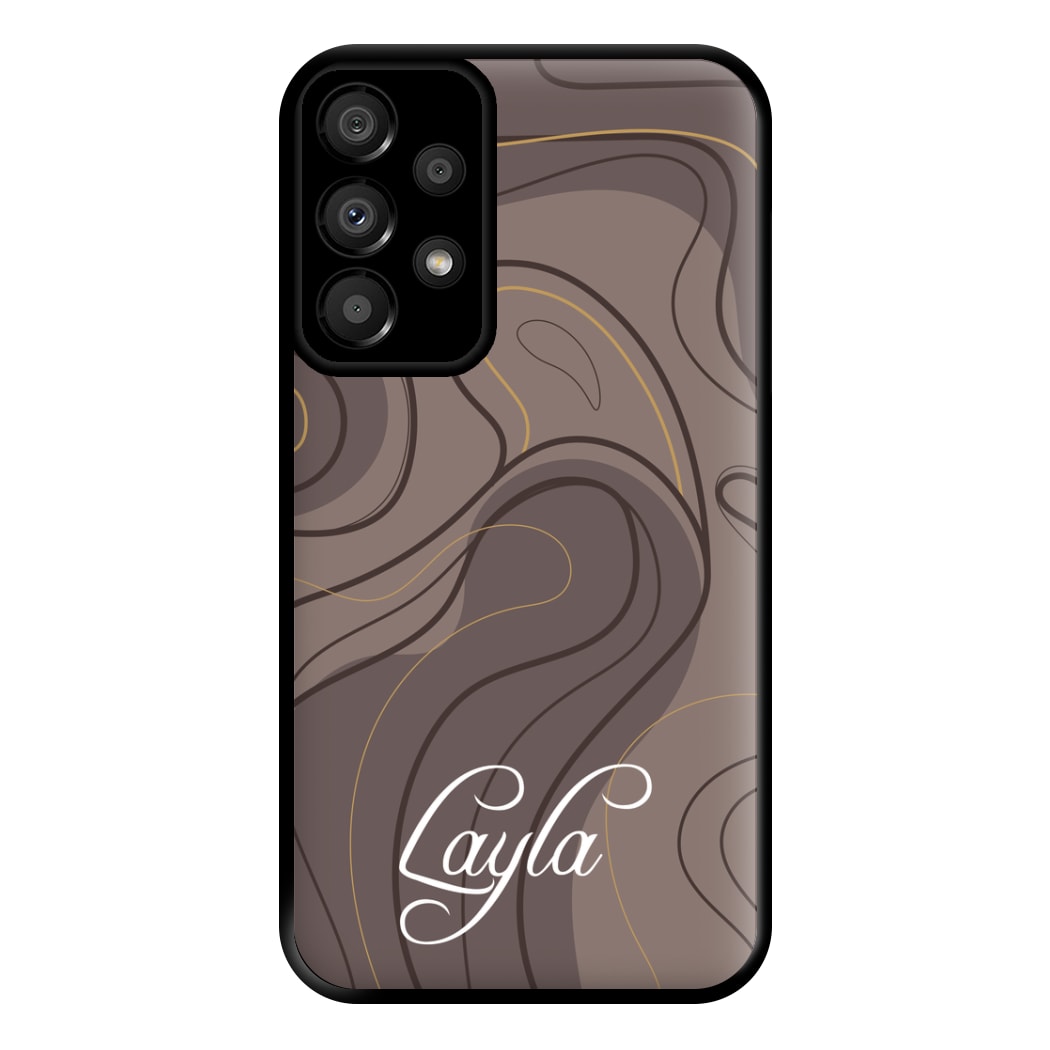 Brown Marble Waves Personalised Name Galaxy A33 Case