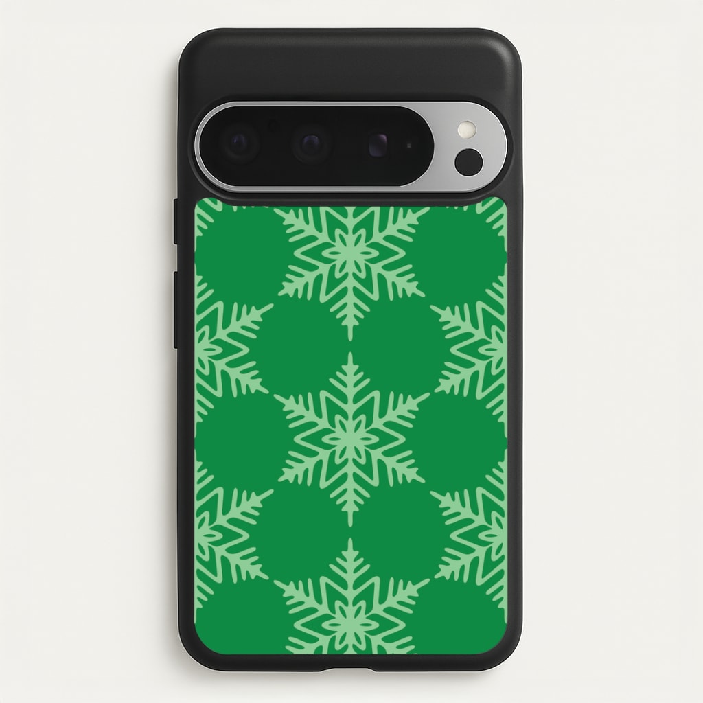 Green Giant Snowflakes Christmas Pattern Google Pixel 9 Pro XL Case