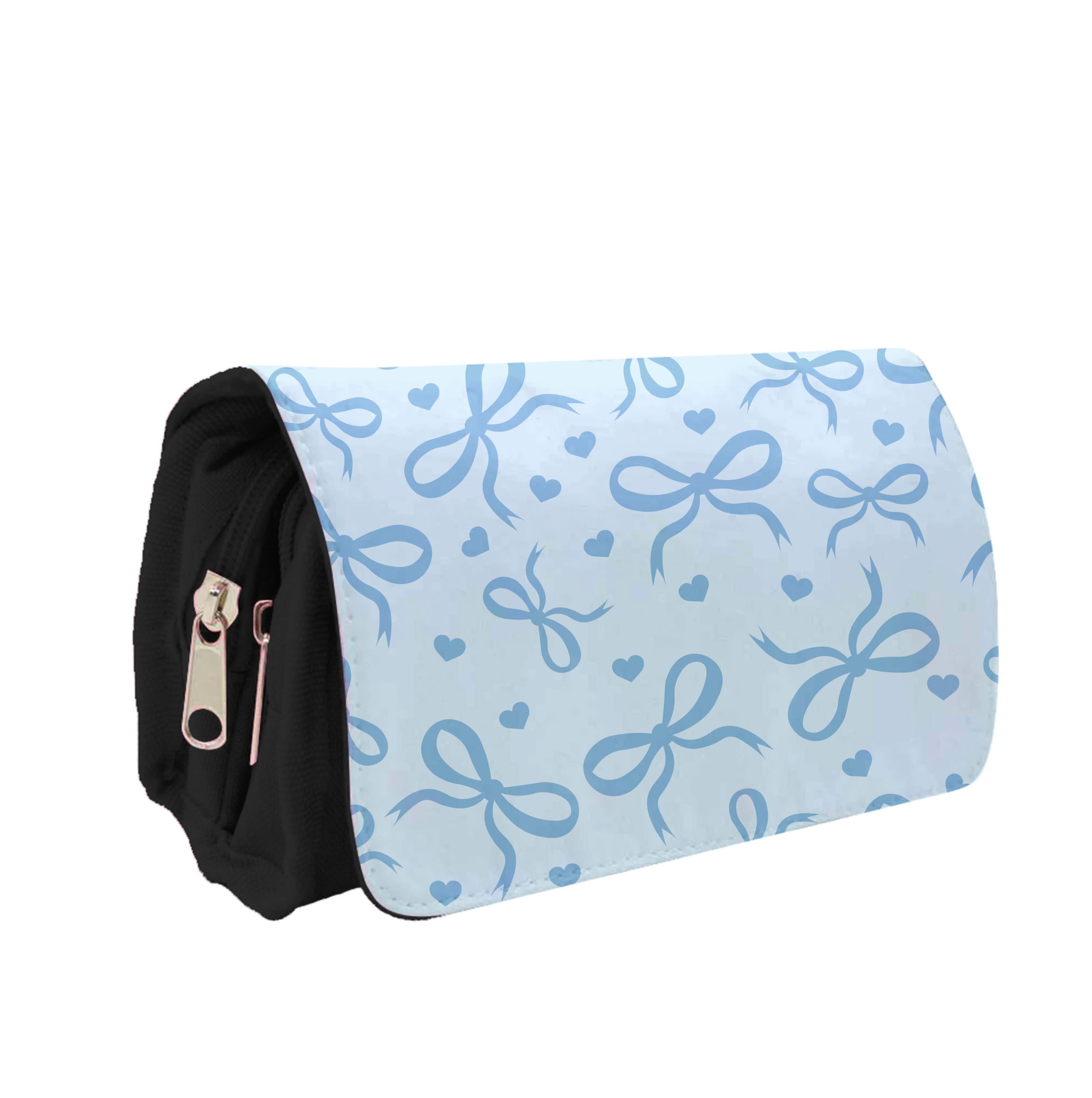 Coquette Bows And Hearts Navy Blue Pencil Case