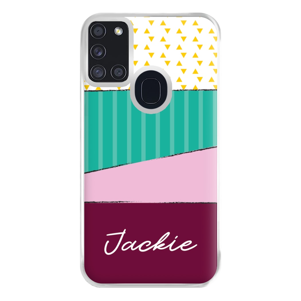 Geometric Patterns Personalised Name Galaxy A21s Case