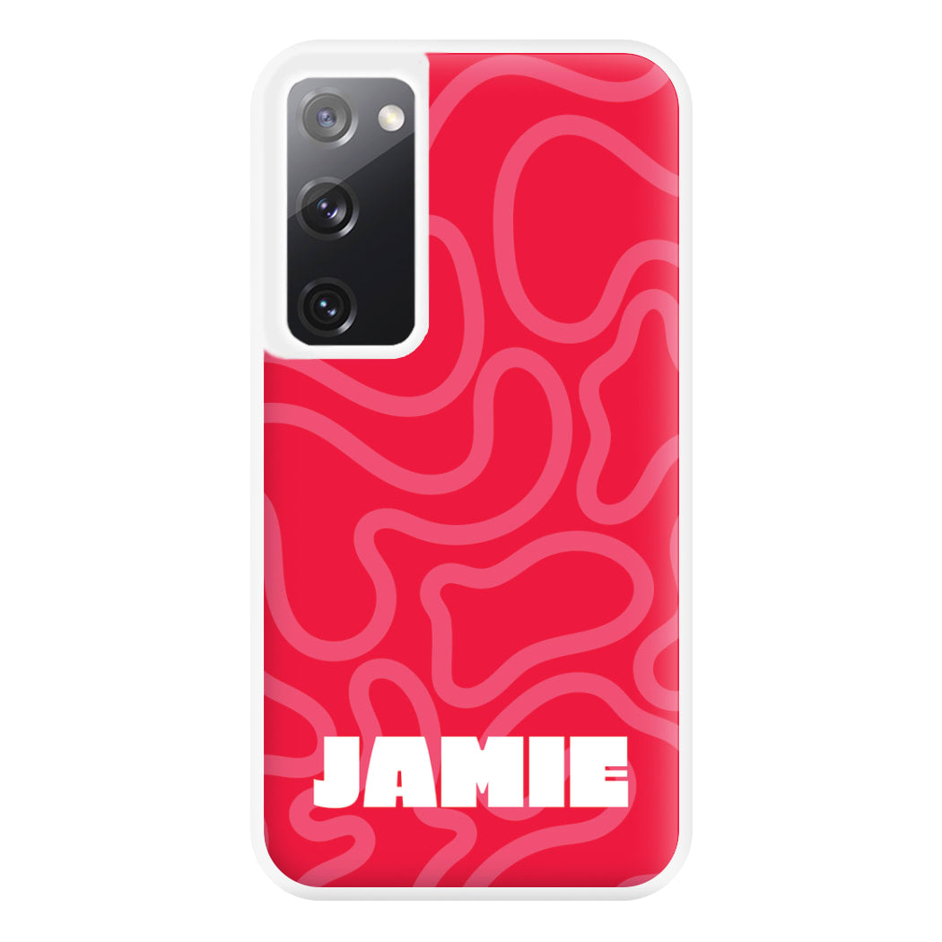 Red And Pink Squiggles Personalised Name Galaxy S20FE Case