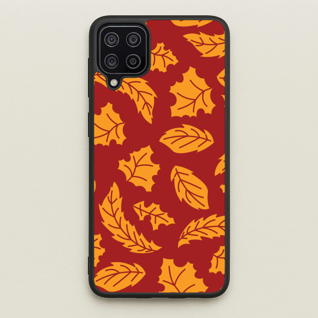 Orange Leaves Pattern Galaxy A12 Case