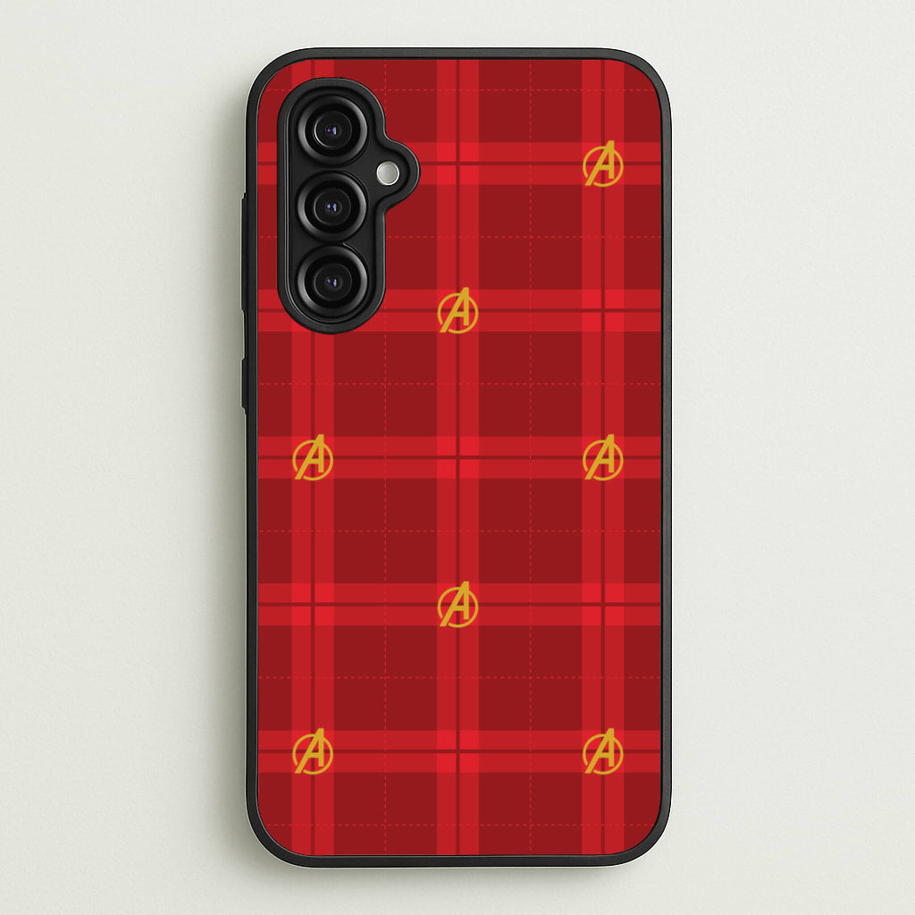 Superhero Team Red Tartan Pattern Galaxy A14 Case