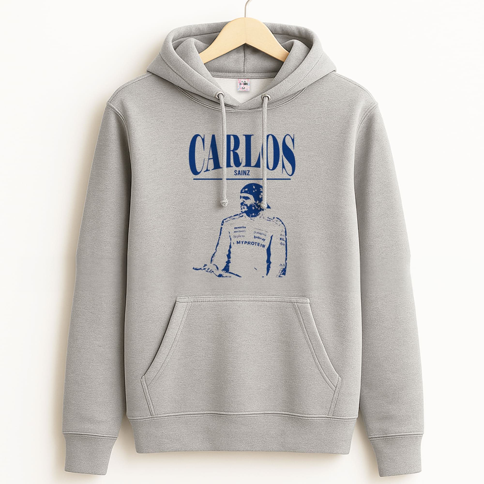 Carlos White And Blue Unisex Grey Hoodie