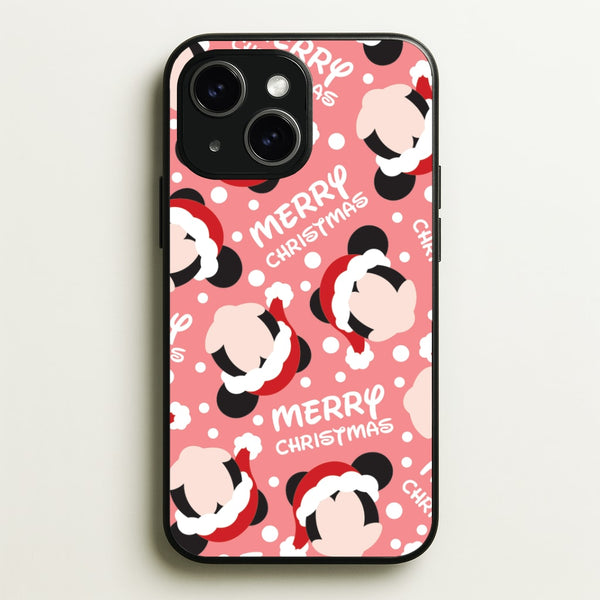 Merry Christmas Cartoon Mouse Pattern iPhone 15 Case