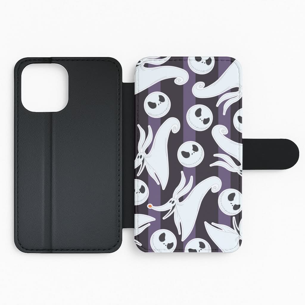 Skeleton Dog And Face Pattern Flip Phone Case