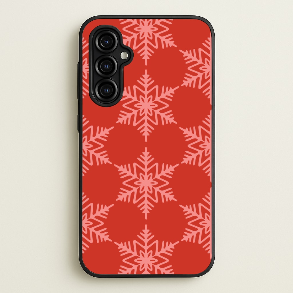 Red Giant Snowflakes Christmas Pattern Galaxy A54 Case