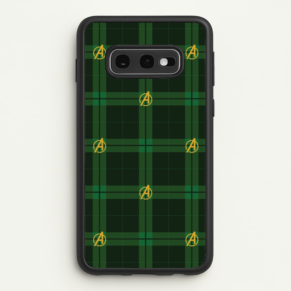Superhero Team Green Tartan Pattern Galaxy S10e Case