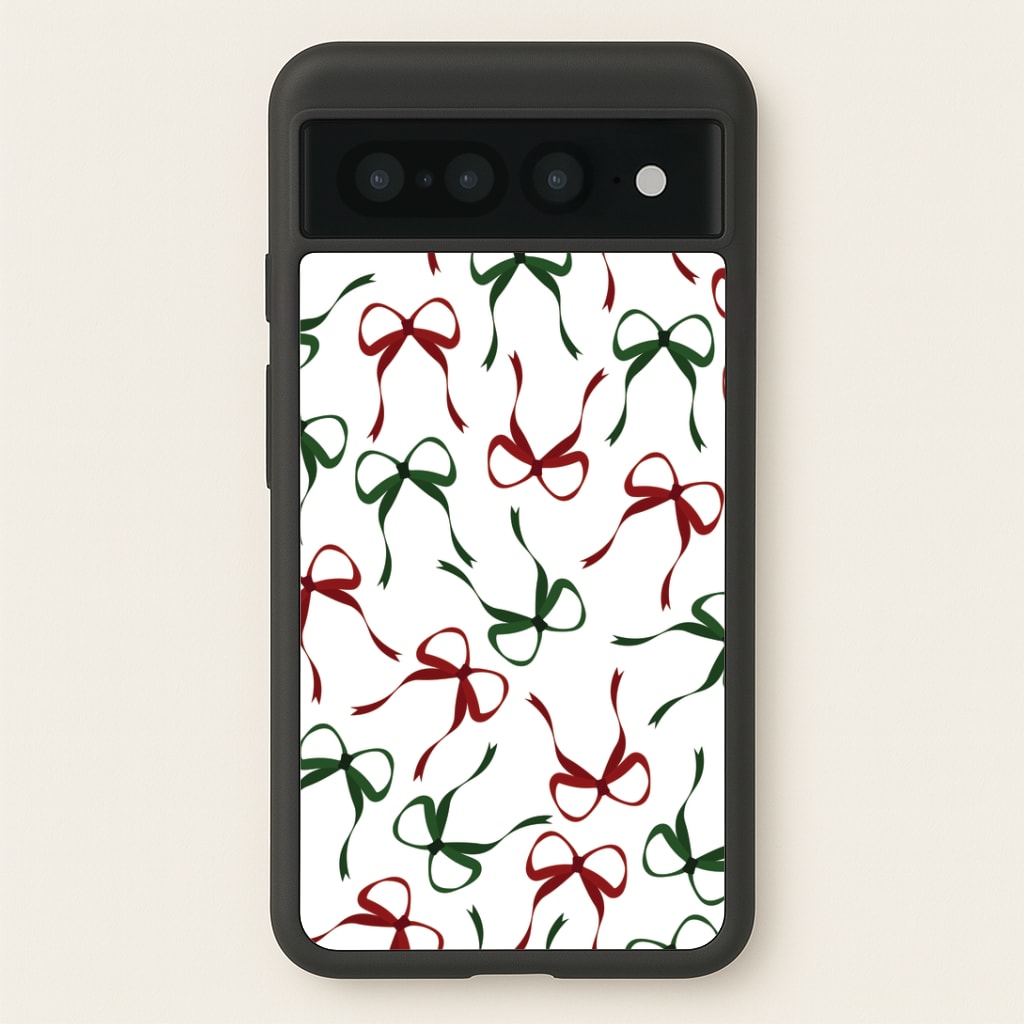 Red And Green Coquette Christmas Bows Pattern Google Pixel 7 Pro Case