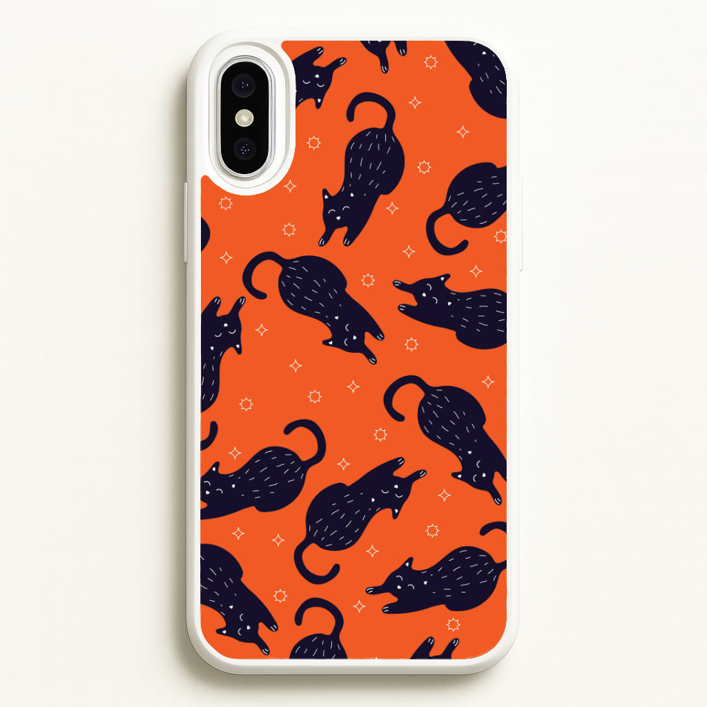 Black Cats And Stars Pattern iPhone XS Max Case