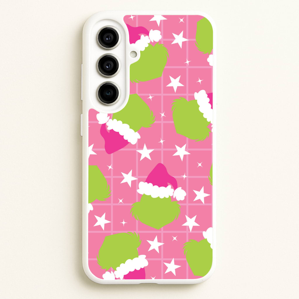 Pink Green Creature Xmas Pattern Galaxy A56 Case