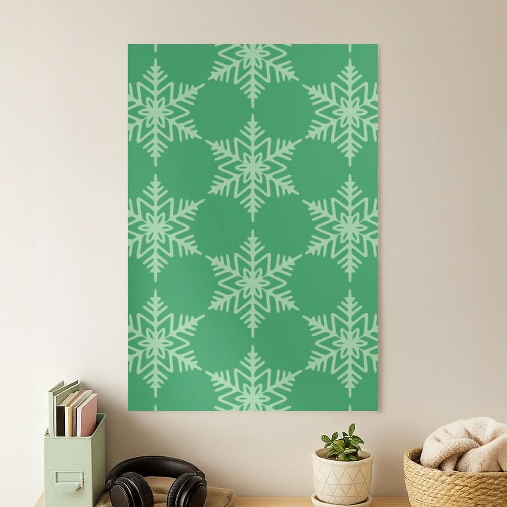 Green Giant Snowflakes Christmas Pattern Poster