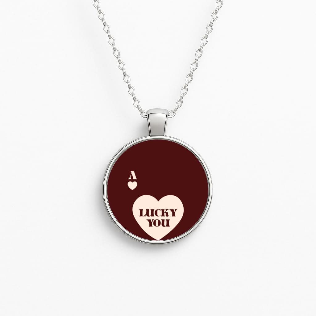 Ace Of Hearts Lucky You Circle Necklace