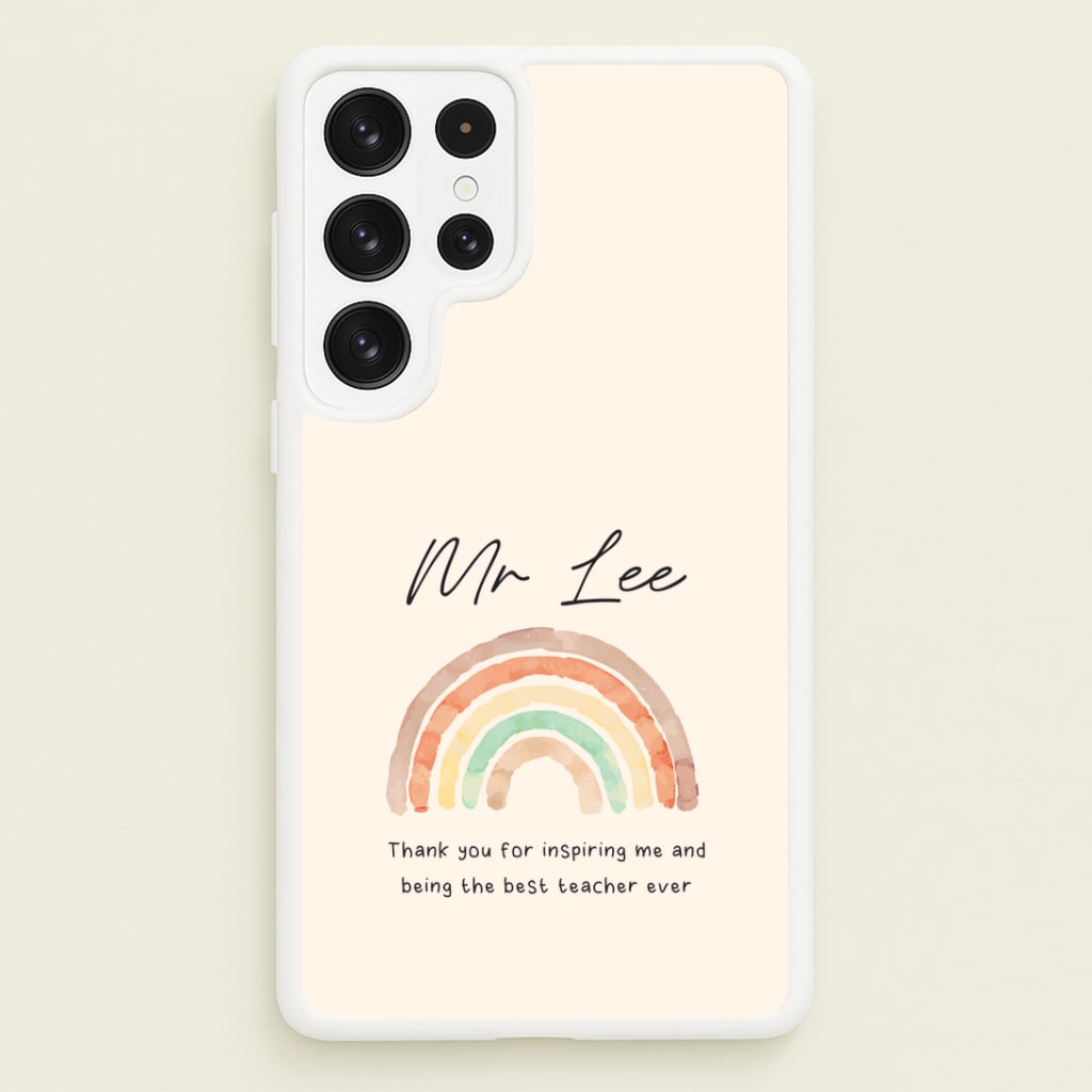 Biege Personalised Teacher Rainbow Galaxy S22 Ultra Case