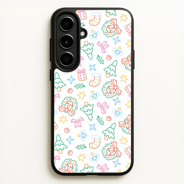 Neon Christmas Icons Pattern II Galaxy A56 Case