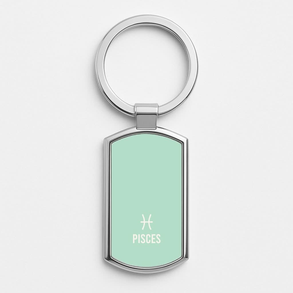Pisces Pastel Zodiac Silver Metal Keyring