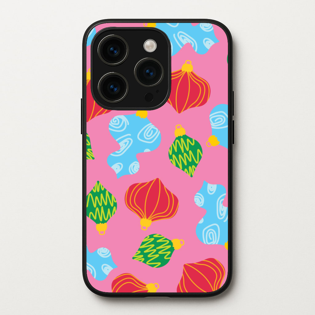 Abstract Christmas Baubles Pattern iPhone 14 Pro Max Case