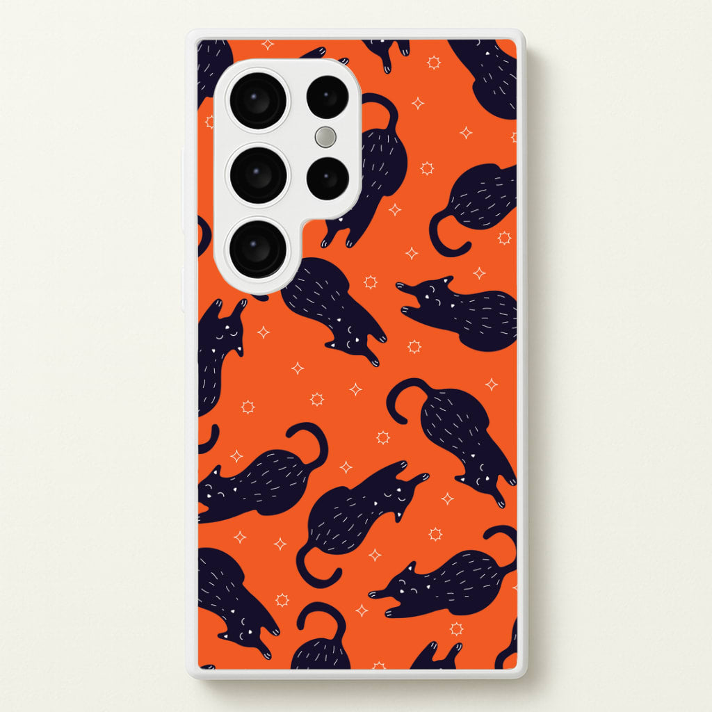 Black Cats And Stars Pattern Galaxy S24 Ultra Case