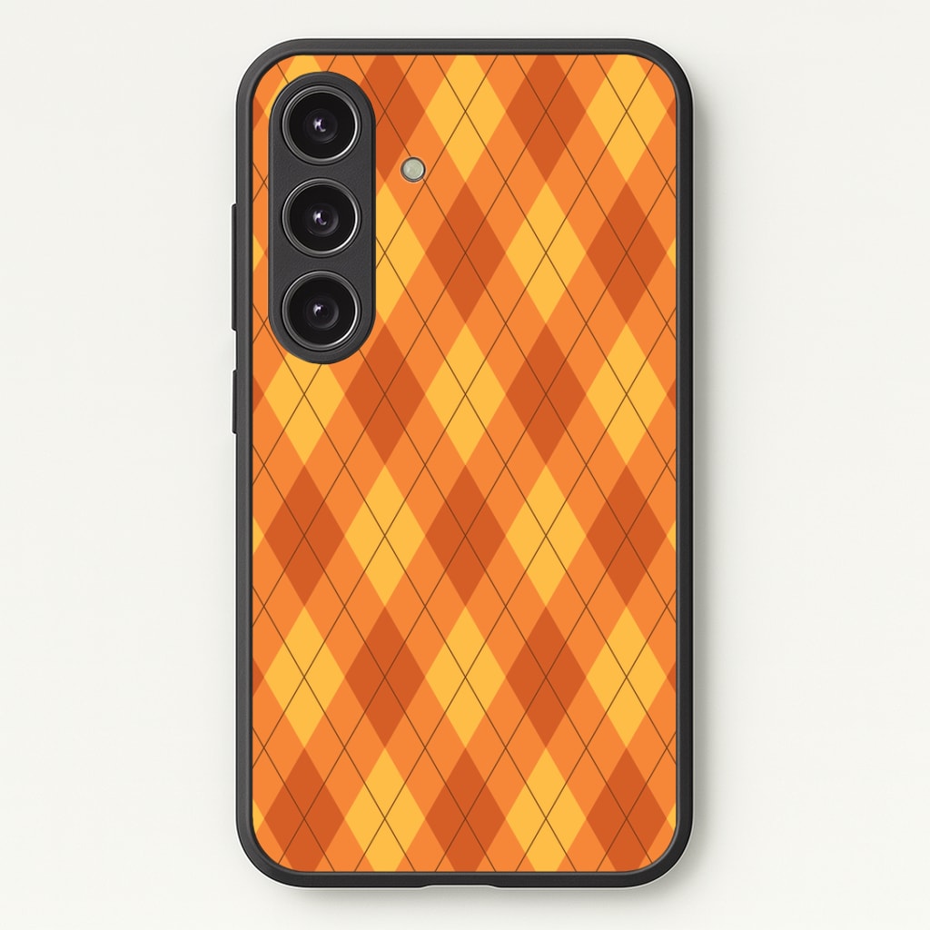 Orange Argyle Pattern Galaxy S25 Plus Case