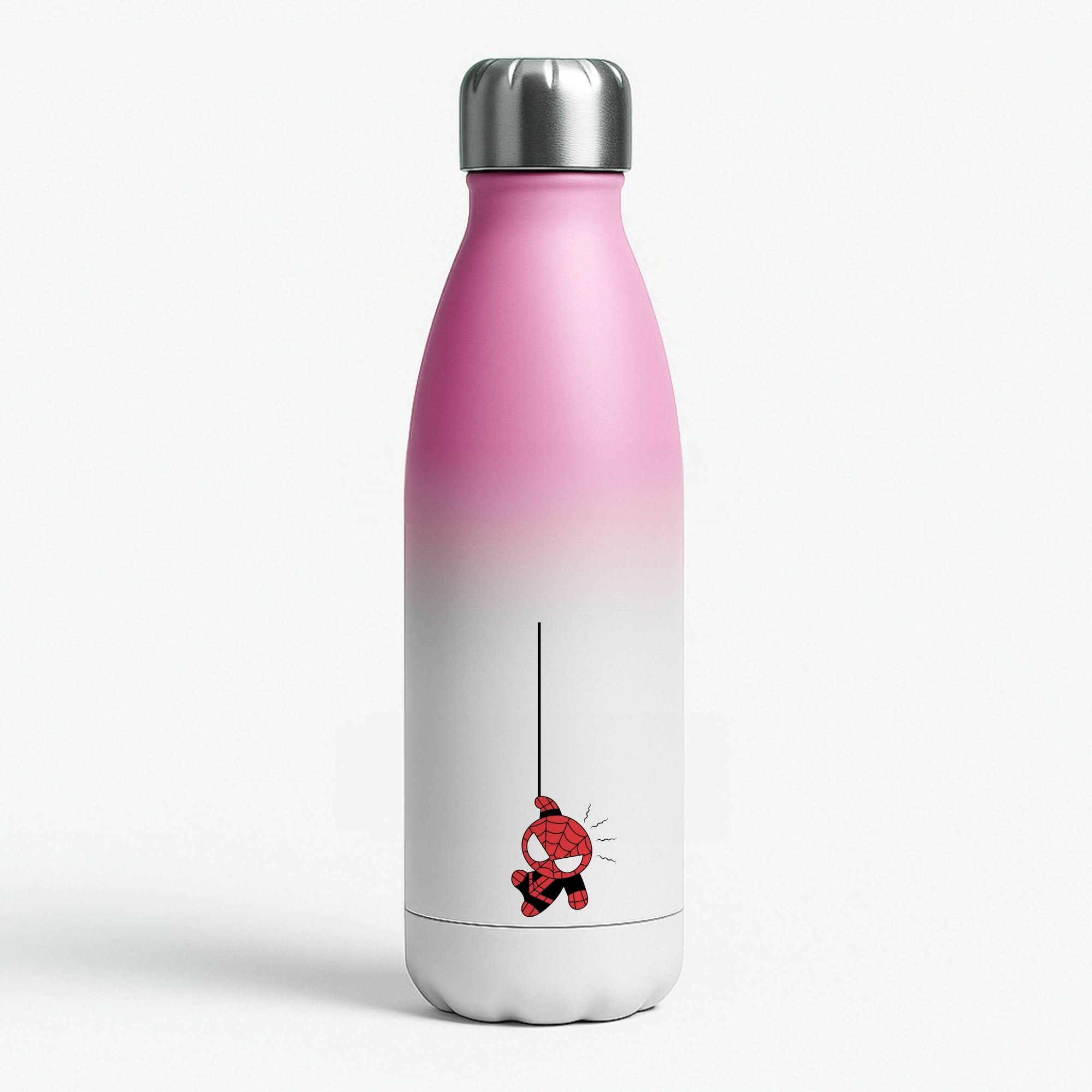 Gray Hanging Spider Hero Pink Water Bottle