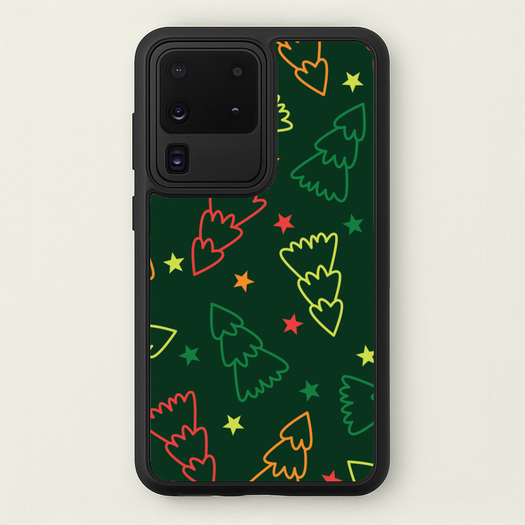 Colourful Christmas Tree Outlines Pattern Galaxy S20 Ultra Case