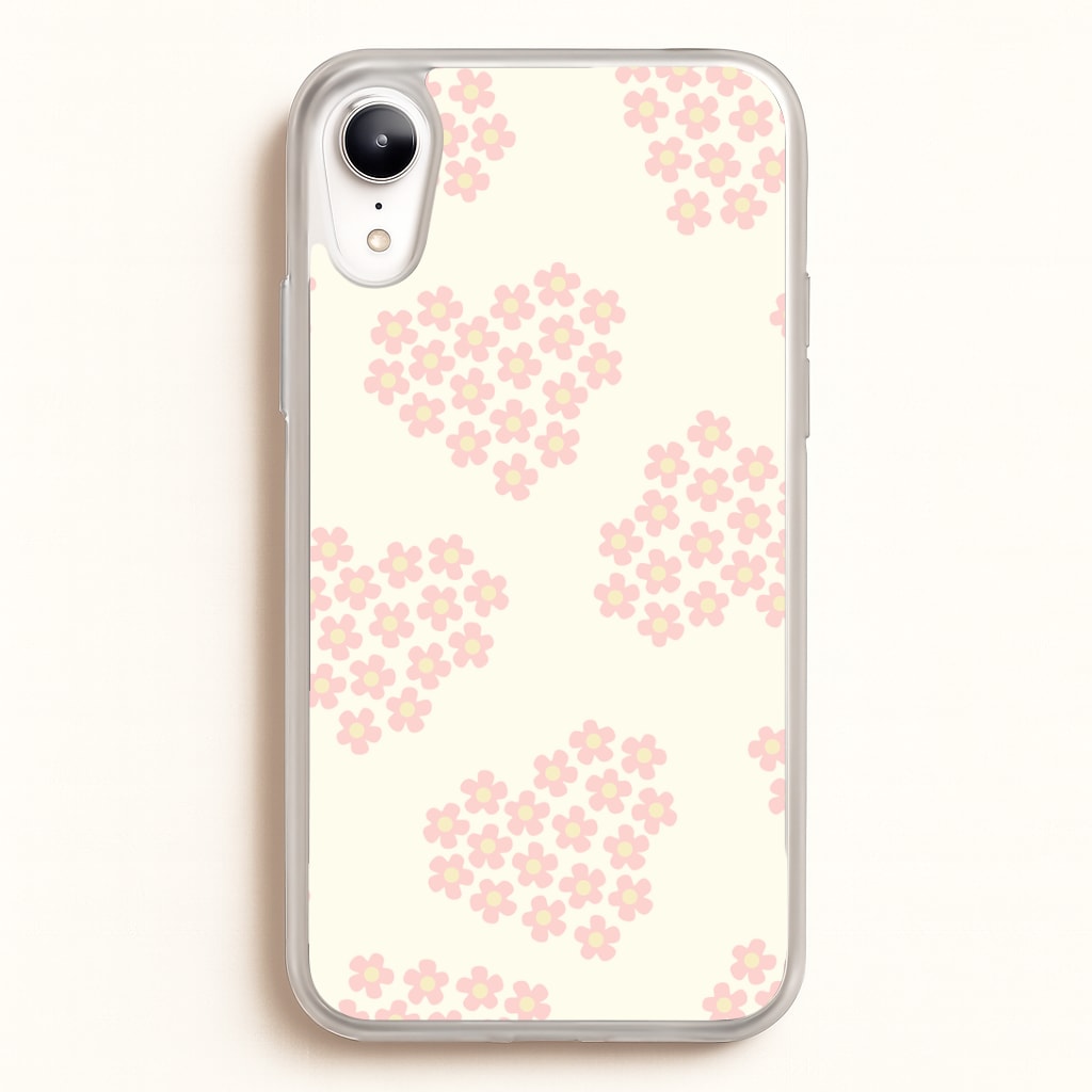 Flower Hearts Pattern iPhone XR Case
