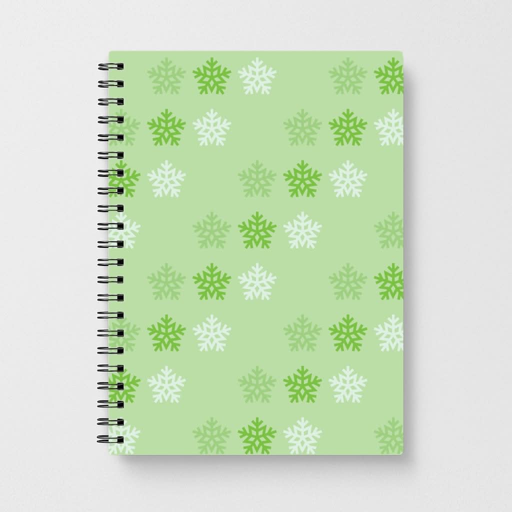 Green Slowflakes Christmas Pattern Notebook