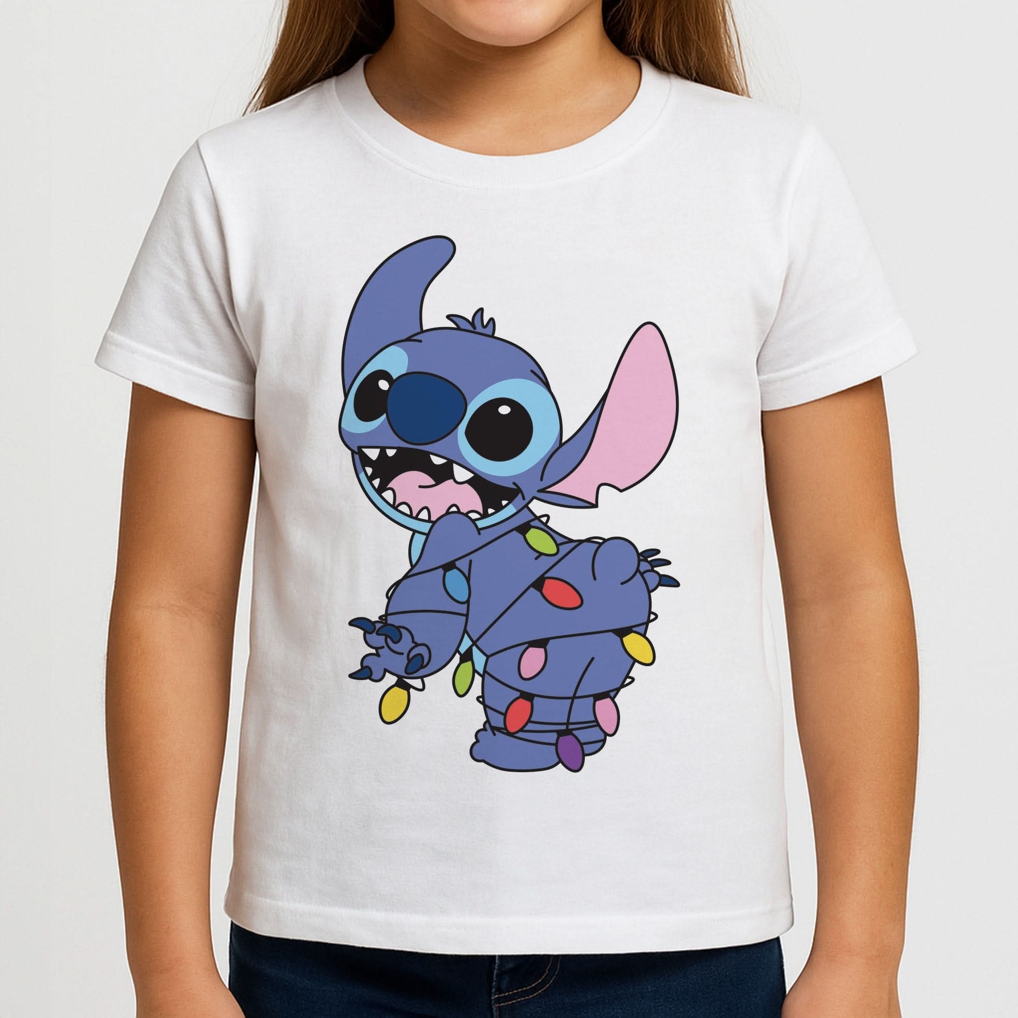 Cute Blue Alien Fairylights Girls T-Shirt