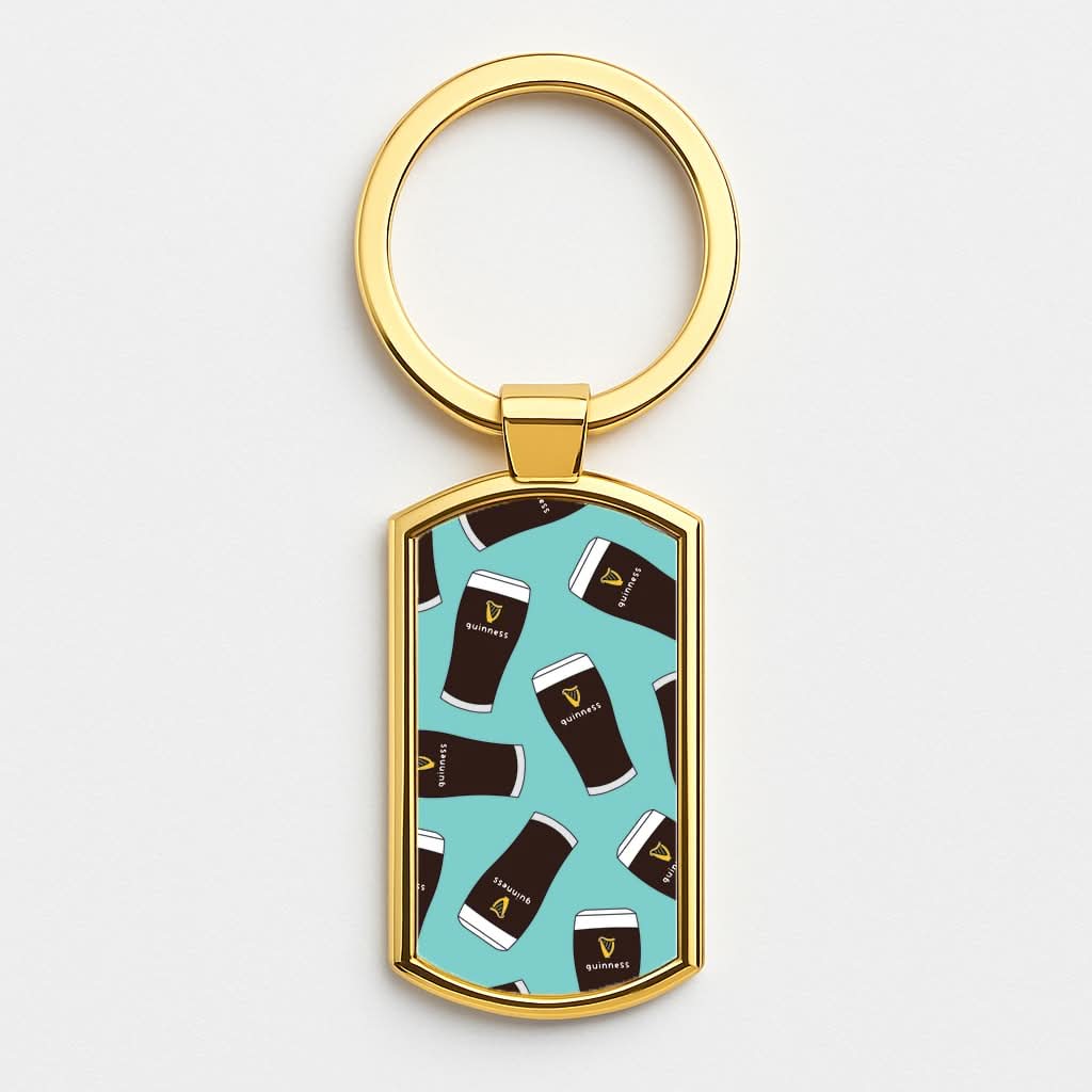 Stout Pint Pattern Gold Keyring