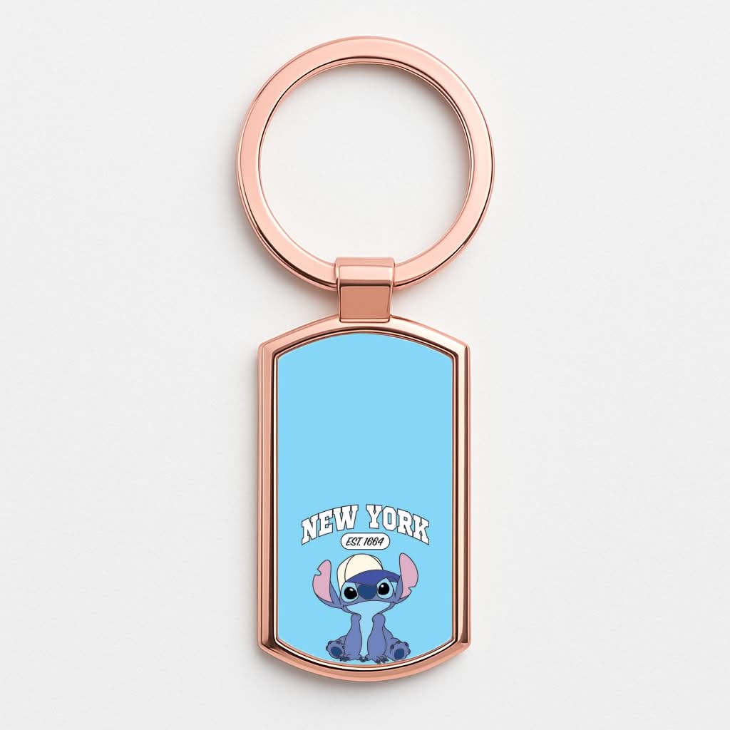 New York Blue Alien Rose Gold Keyring
