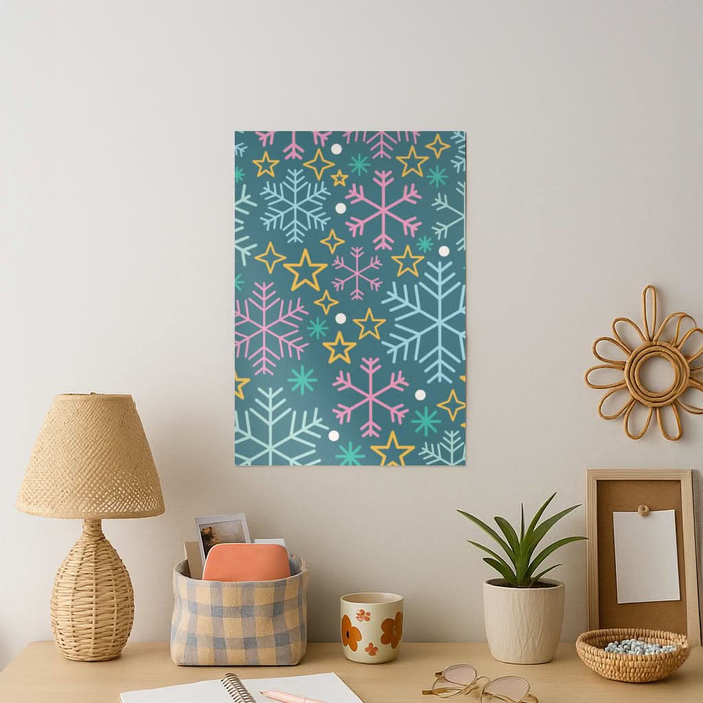 Colourful Christmas Symbols Pattern Art Print