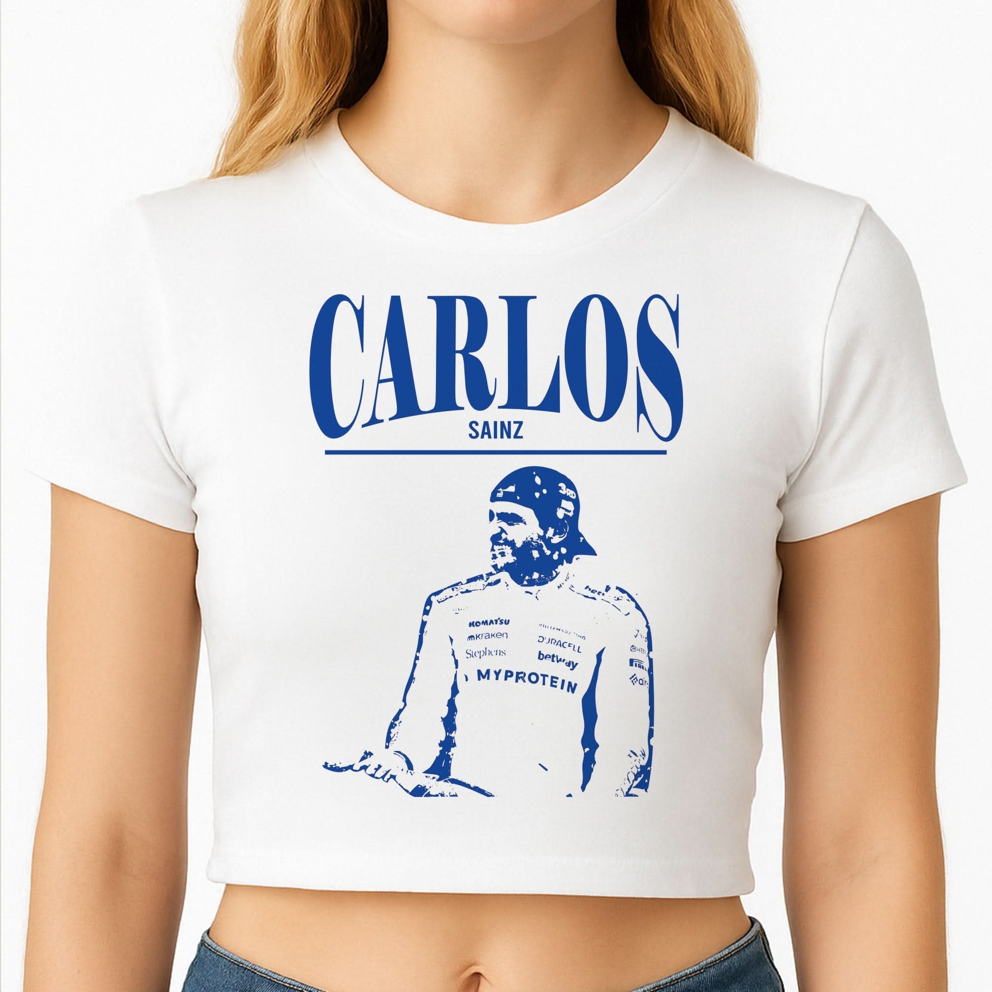 Carlos White And Blue Crop Top