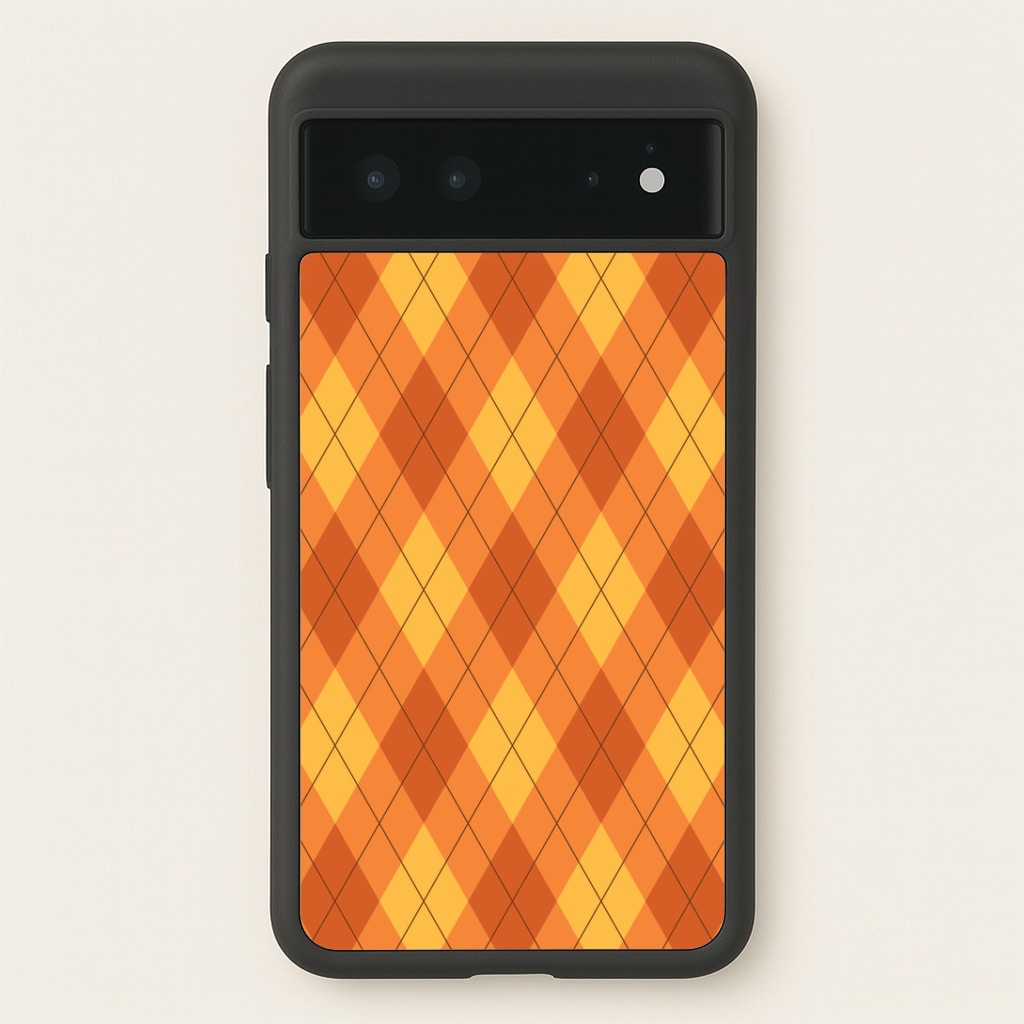 Orange Argyle Pattern Google Pixel 6 Case