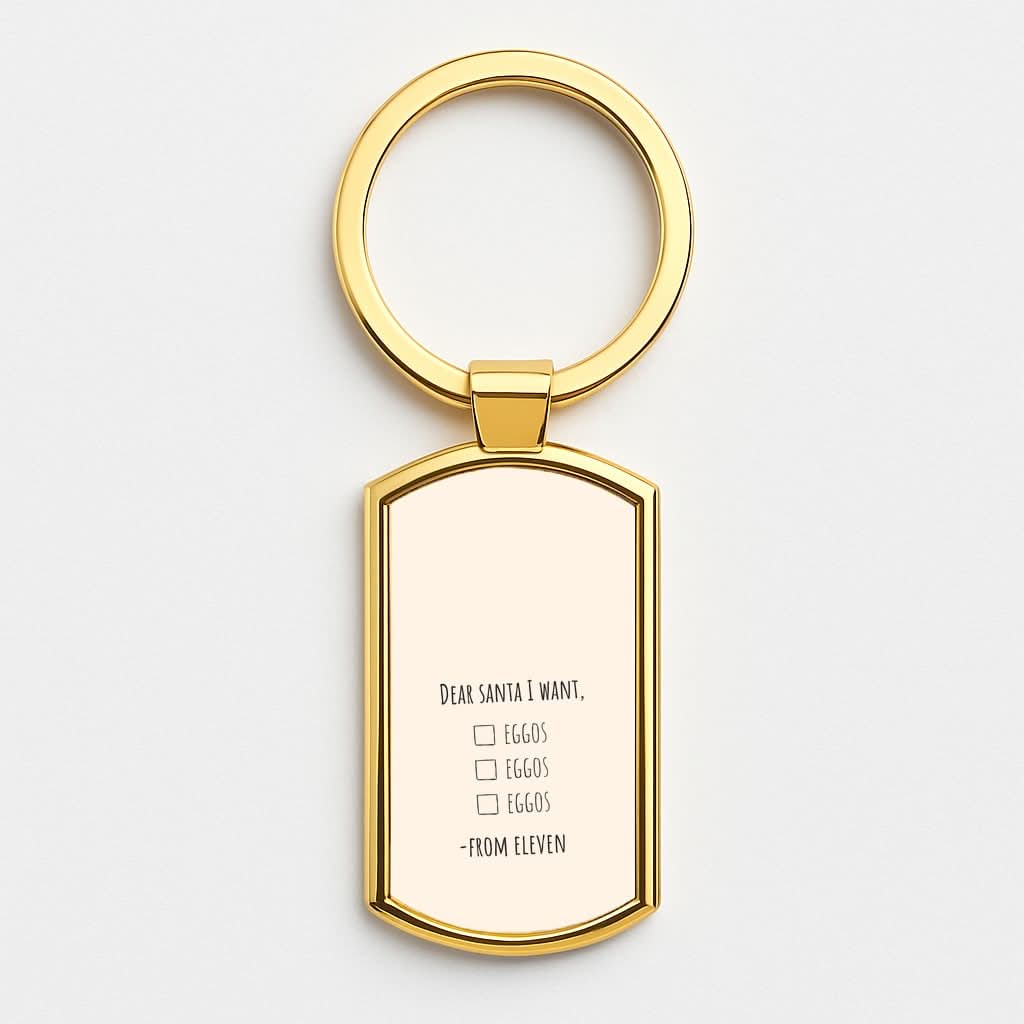 Eleven's Christmas List Gold Keyring