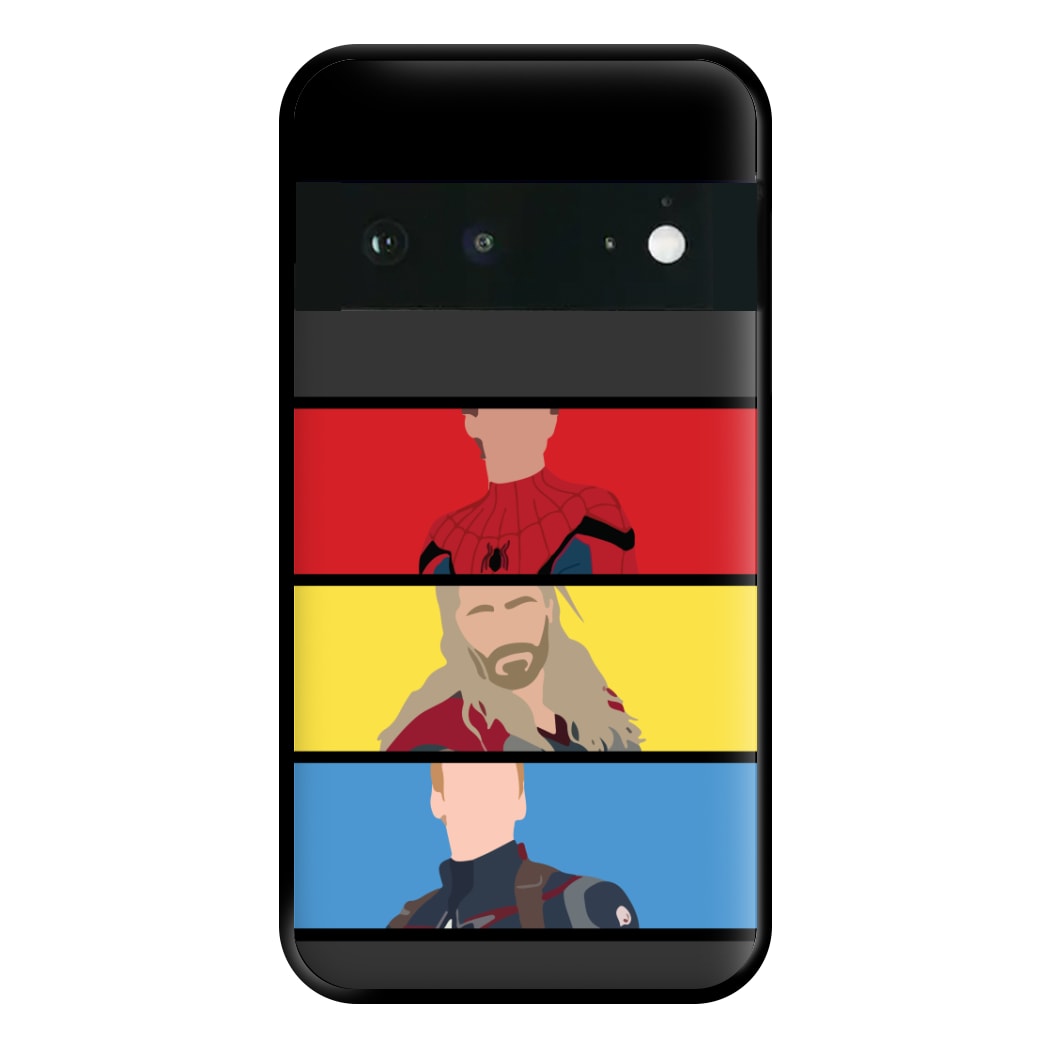 Superhero Team Red, Yellow And Blue Google Pixel 6a Case