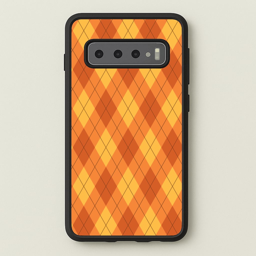 Orange Argyle Pattern Galaxy S10 Plus Case
