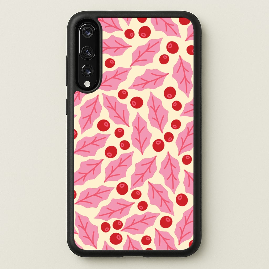 Pink Holly And Berries Pattern Huawei P20 Pro Case