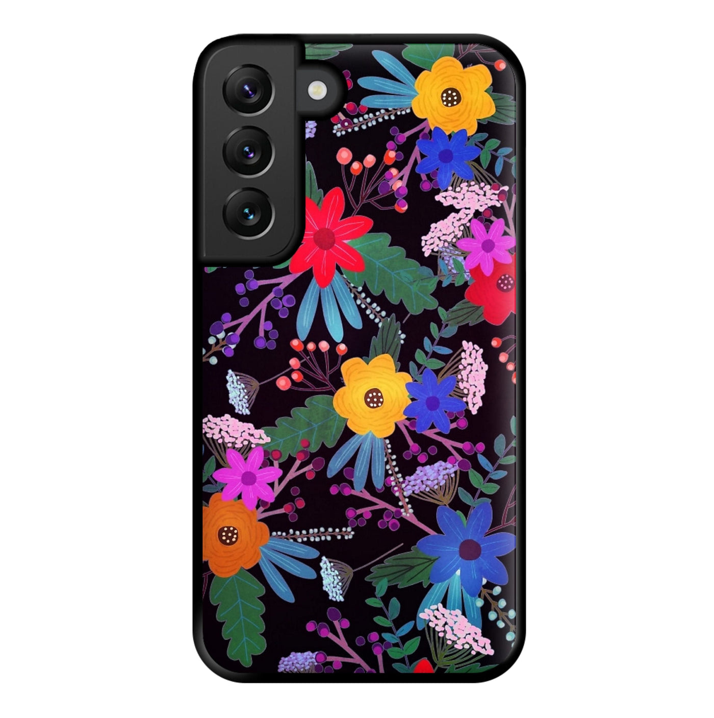 Black & Colourful Floral Pattern Phone Case