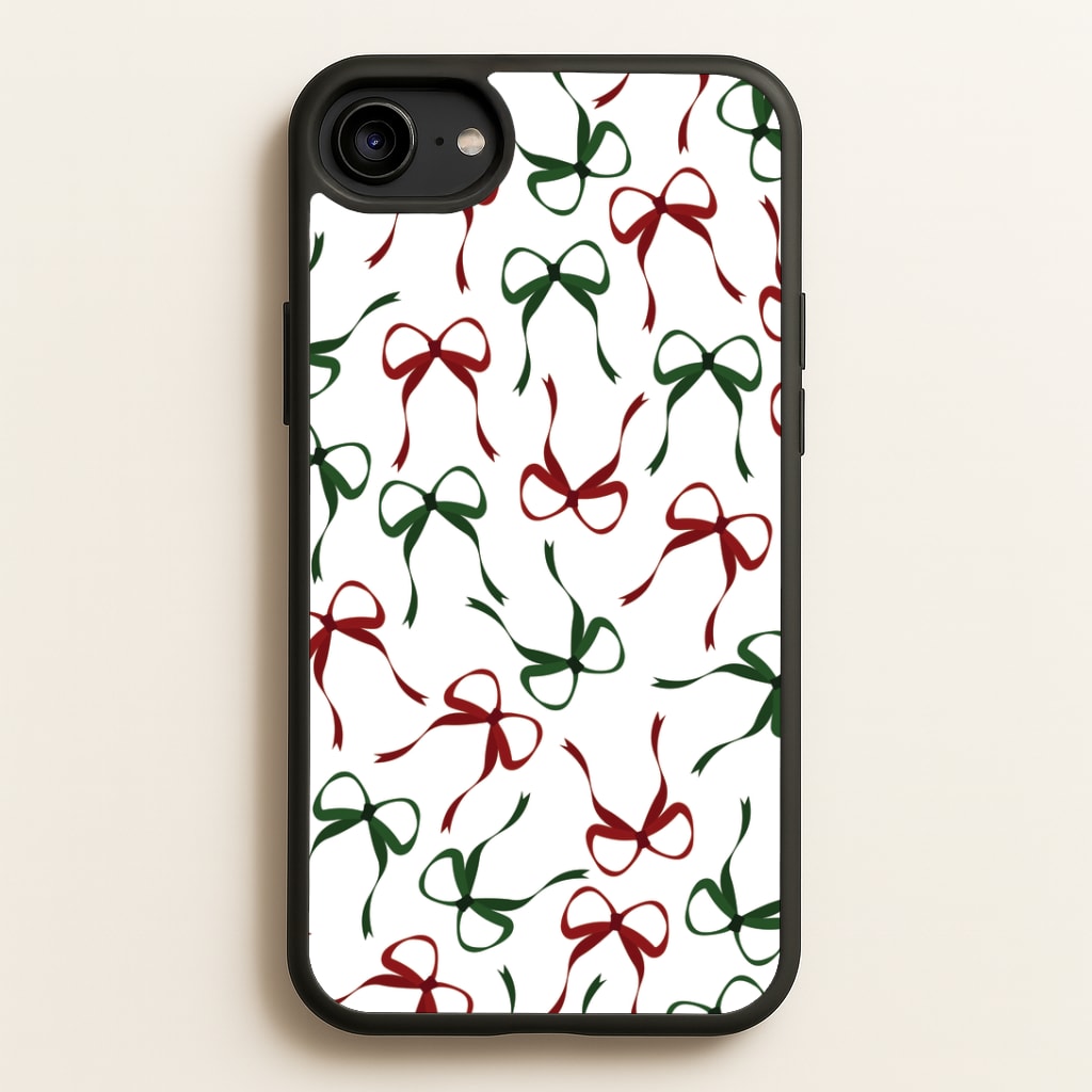 Red And Green Coquette Christmas Bows Pattern iPhone 6 / 7 / 8 / SE Case