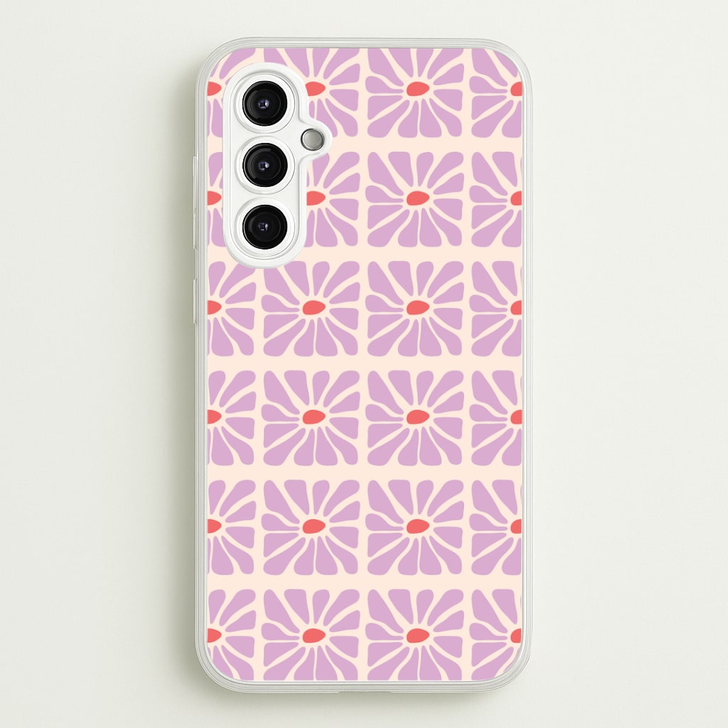 Square Abstract Flowers Mauve Galaxy A14 Case