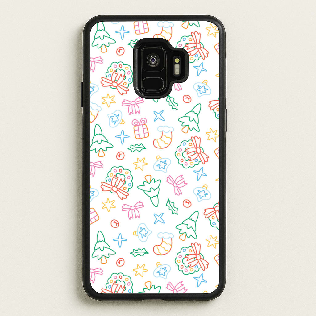 Neon Christmas Icons Pattern II Galaxy S9 Case