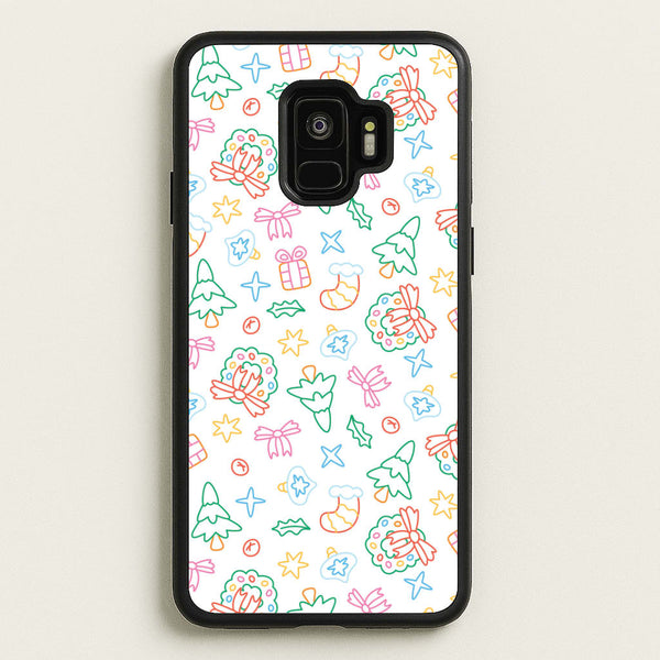 Neon Christmas Icons Pattern II Galaxy S9 Case